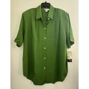 Maggie Sweet Shirt Womens 1X Short Sleeve‎ Button Up Blouse Made in USA 844 Work